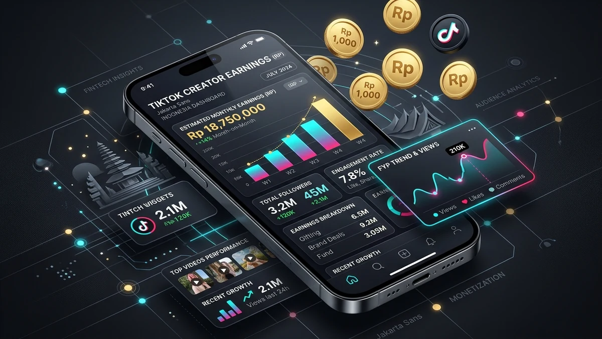 Dashboard Analisis Metrik Akun dan Estimasi Penghasilan TikTok Indonesia
